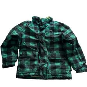 Trespass Kids Green Plaid Winter Jacket Size 5/6